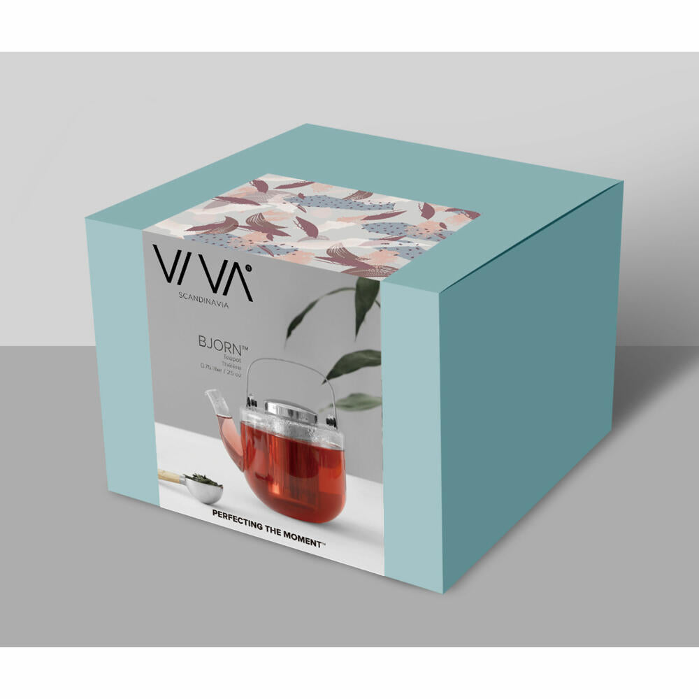 VIVA Bjorn glass teapot with strainer insert, glass jug, tea pot, borosilicate glass, 650 ml, V34301