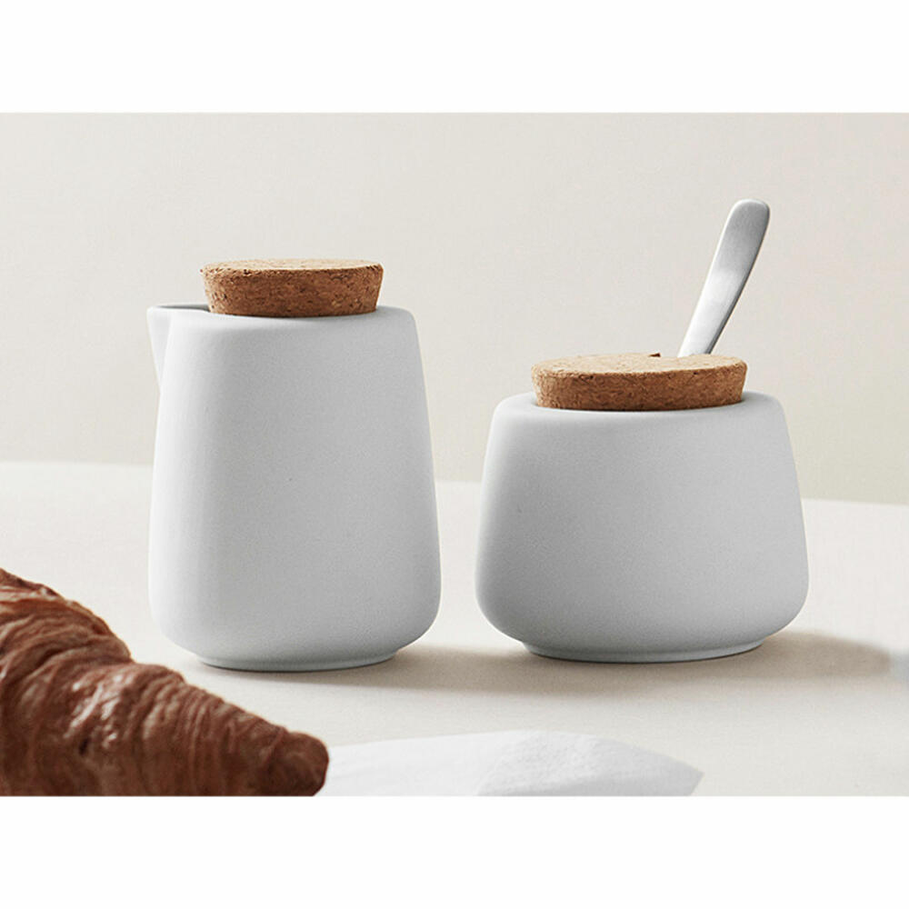 VIVA Nicola Milch- und Zucker Set, 2-tlg., Milchkännchen, Zuckerdose, Porzellan, Weiß, V36302
