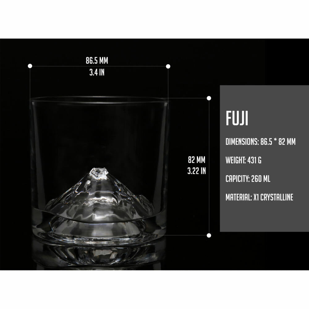 Liiton Fuji Whiskey Glasses, Set of 2, Whiskey Glass, Whiskey Glass, Tumbler, Crystal Glass, 260 ml, L60200