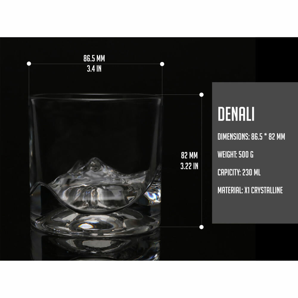 Liiton Denali Whiskey Glasses, Set of 2, Whiskey Glass, Whiskey Glass, Tumbler, Crystal Glass, 230 ml, L60400