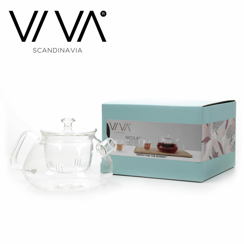 VIVA Nicola glass teapot, with strainer insert, glass jug, tea pot, borosilicate glass, 750 ml, V70400