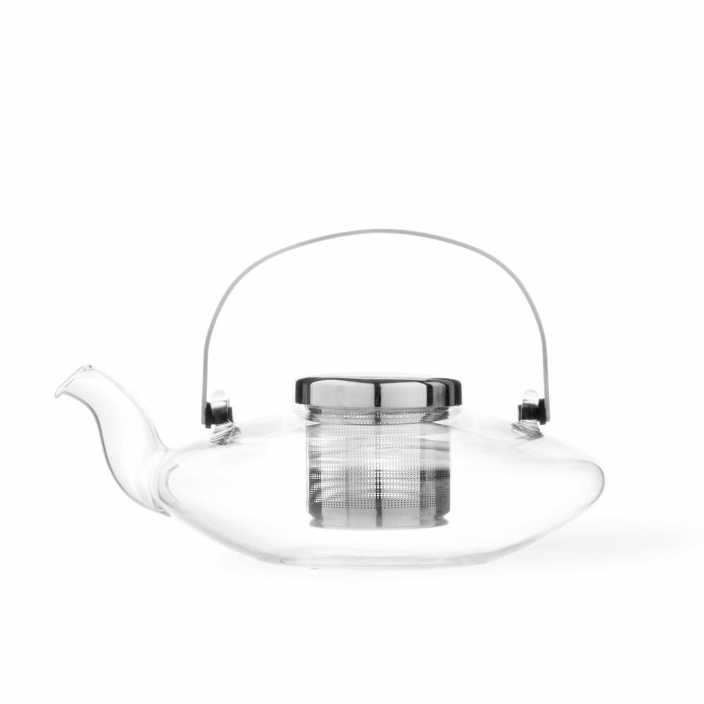 VIVA Infusion glass teapot flat with strainer insert, tea pot, glass pot, borosilicate glass, 550 ml, V70500