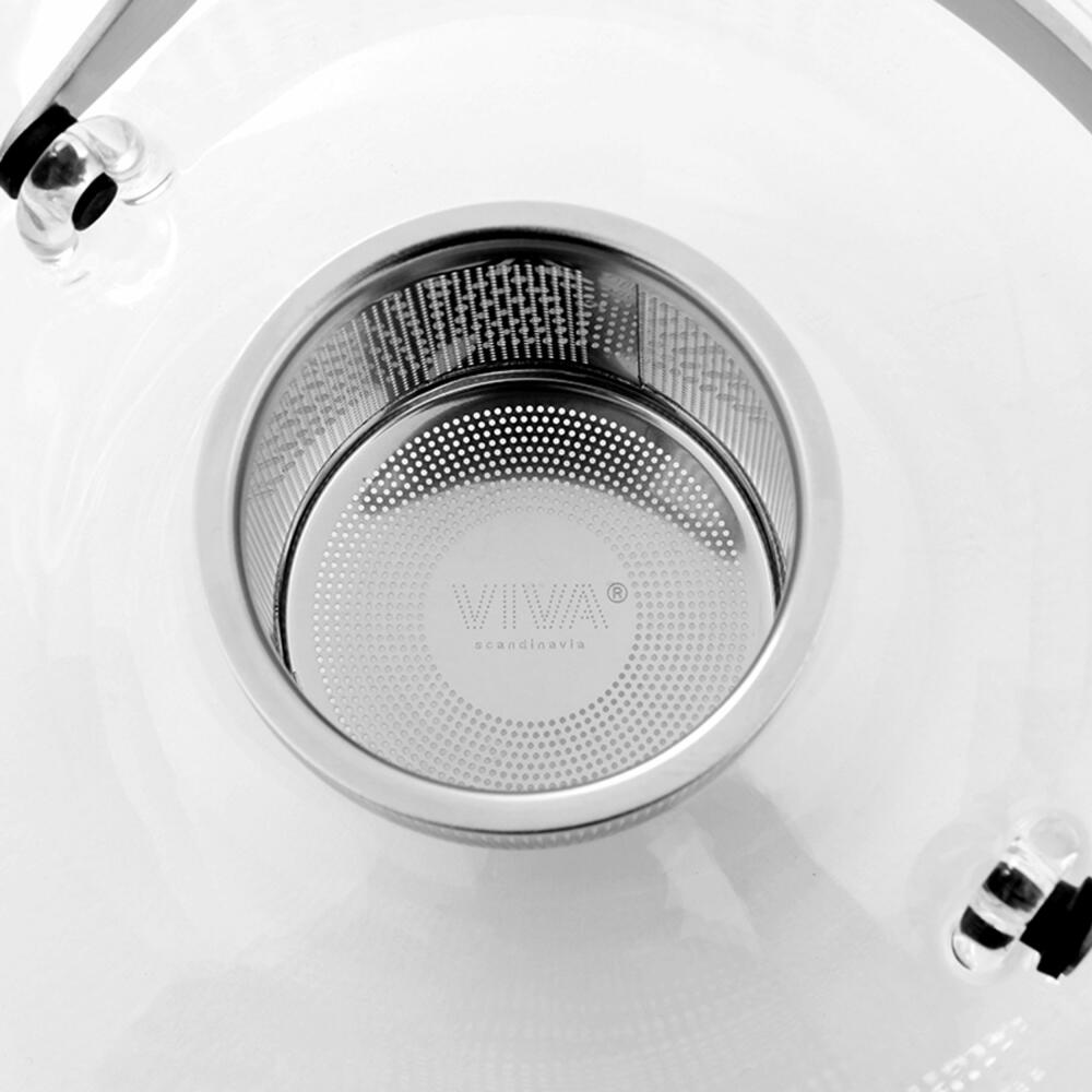 VIVA Infusion glass teapot flat with strainer insert, tea pot, glass pot, borosilicate glass, 550 ml, V70500