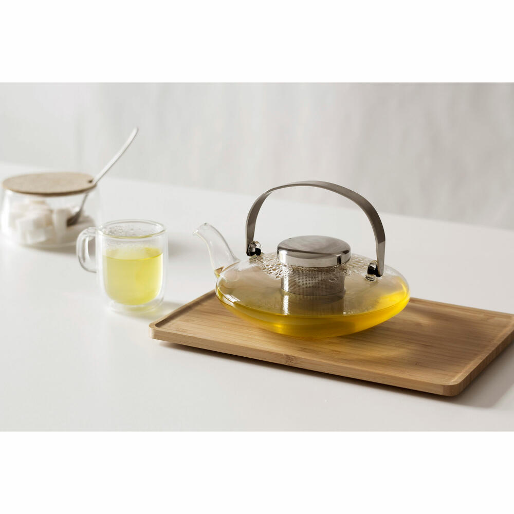 VIVA Infusion glass teapot flat with strainer insert, tea pot, glass pot, borosilicate glass, 550 ml, V70500