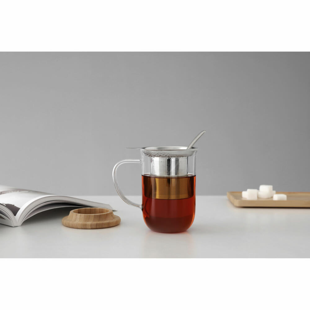 VIVA Minima glass mug Balance with wooden lid, tea mug, cup, borosilicate glass, 500 ml, V71400