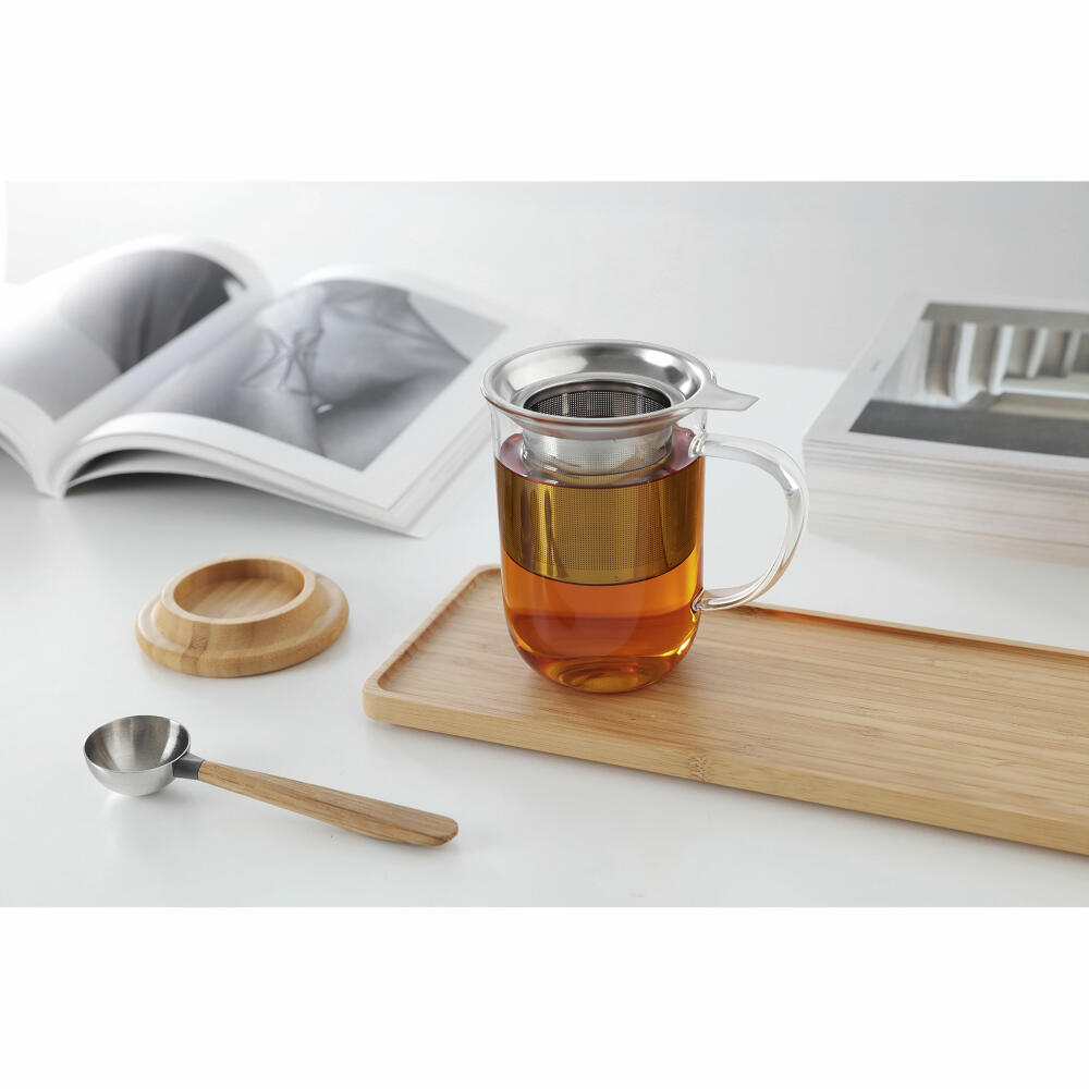 VIVA Minima glass mug Balance with wooden lid, tea mug, cup, borosilicate glass, 500 ml, V71400
