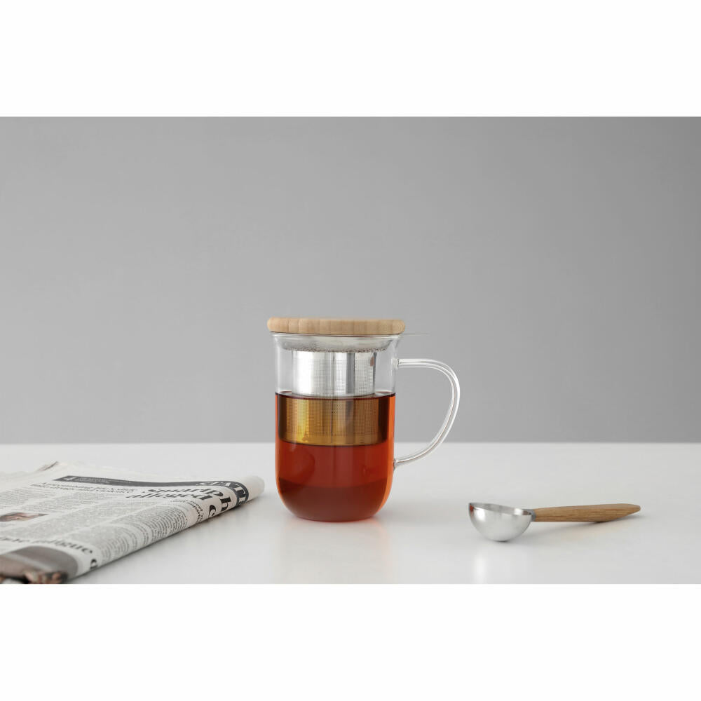 VIVA Minima glass mug Balance with wooden lid, tea mug, cup, borosilicate glass, 500 ml, V71400
