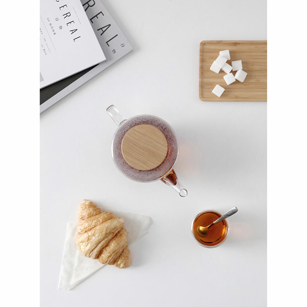 VIVA Infusion glass teapot with bamboo lid and strainer insert, tea pot, glass pot, borosilicate glass, 1 L, V74900