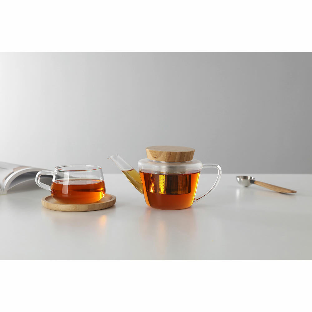 VIVA Infusion glass teapot with bamboo lid and strainer insert, tea pot, glass pot, borosilicate glass, 500 ml, V75400