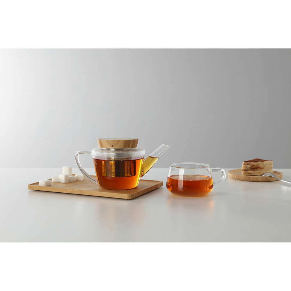 VIVA Infusion glass teapot with bamboo lid and strainer insert, tea pot, glass pot, borosilicate glass, 500 ml, V75400