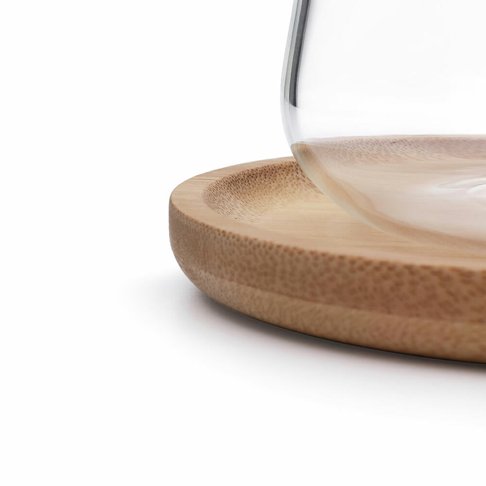 VIVA Classic Glastasse mit Untersetzer, Teetasse, Tasse, Borosilikatglas / Holz, 250 ml, V75800