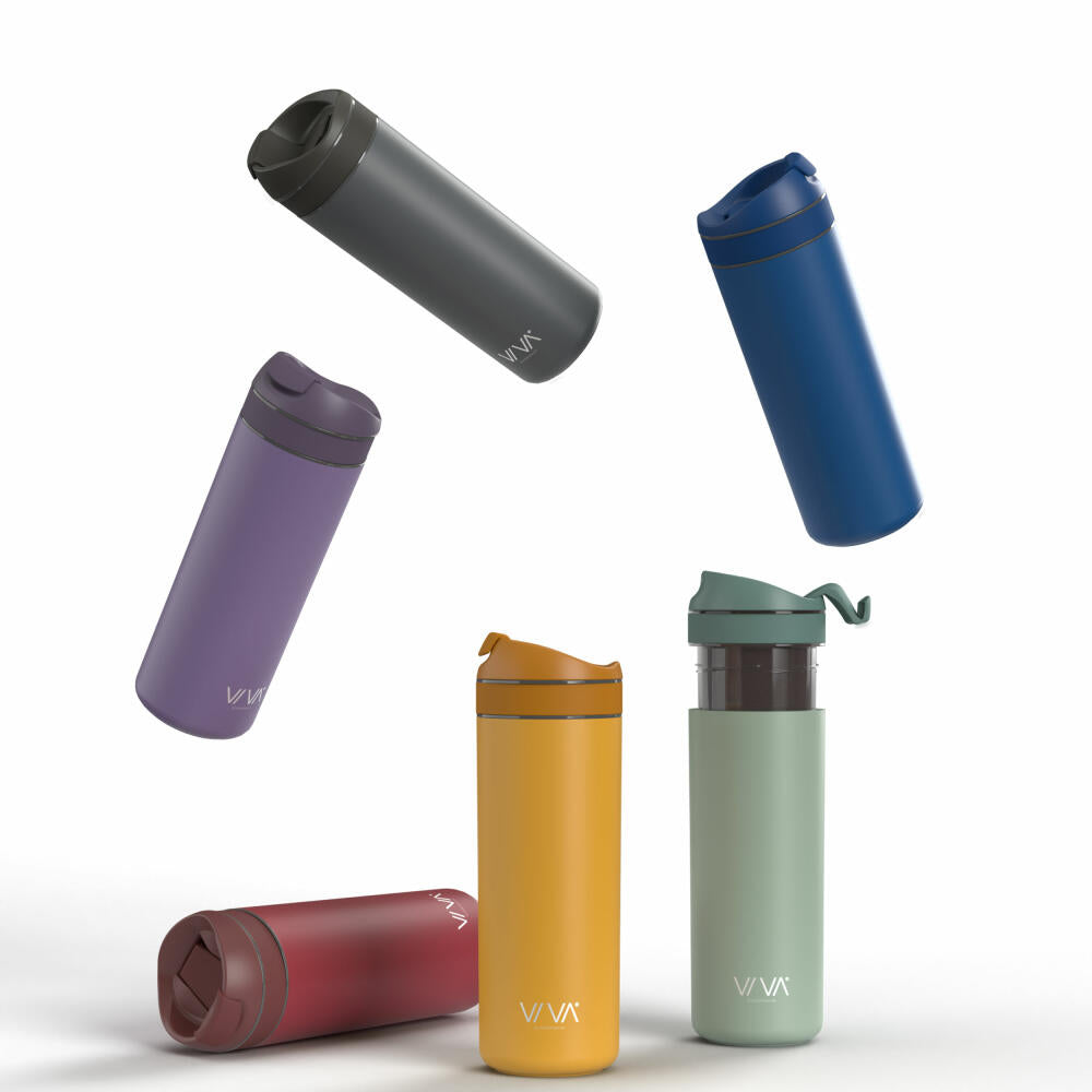 VIVA Recharge Pro Trinkbecher, mit Presseinsatz, Thermobecher, Isobecher, Edelstahl, Gelb, 460 ml, V82052