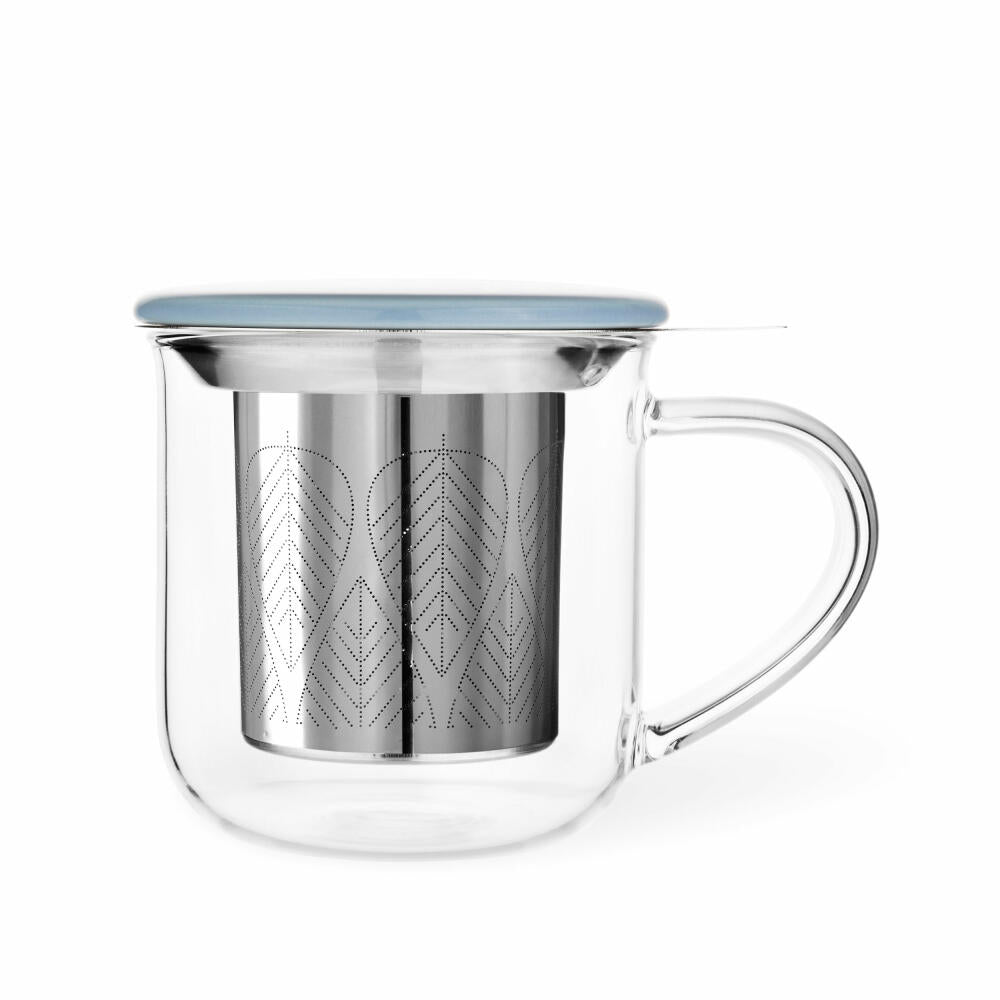 VIVA Minima glass cup Eva, with tea strainer and lid, cup, tea cup, borosilicate glass, light blue, 400 ml, V82763