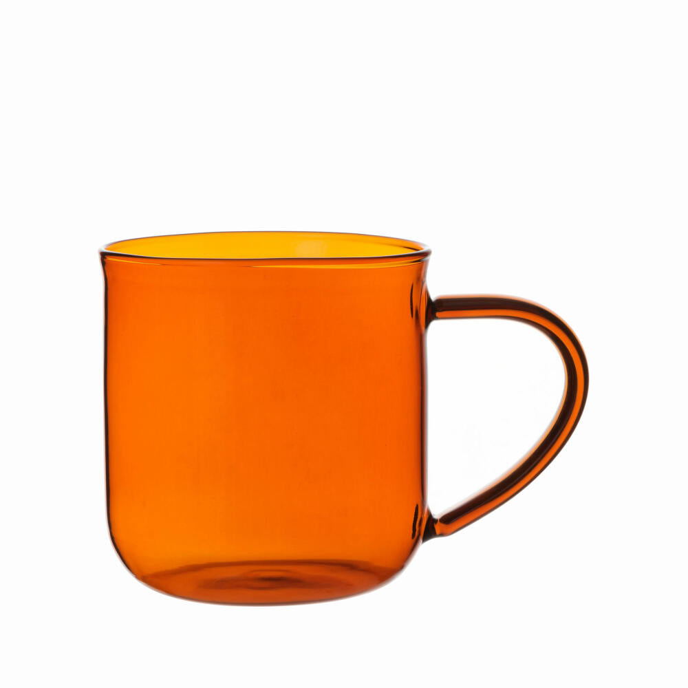 VIVA Minima Coloured Glass Cup Eva, Cup, Tea Cup, Coffee Cup, Glass, Orange, 400 ml, V83060