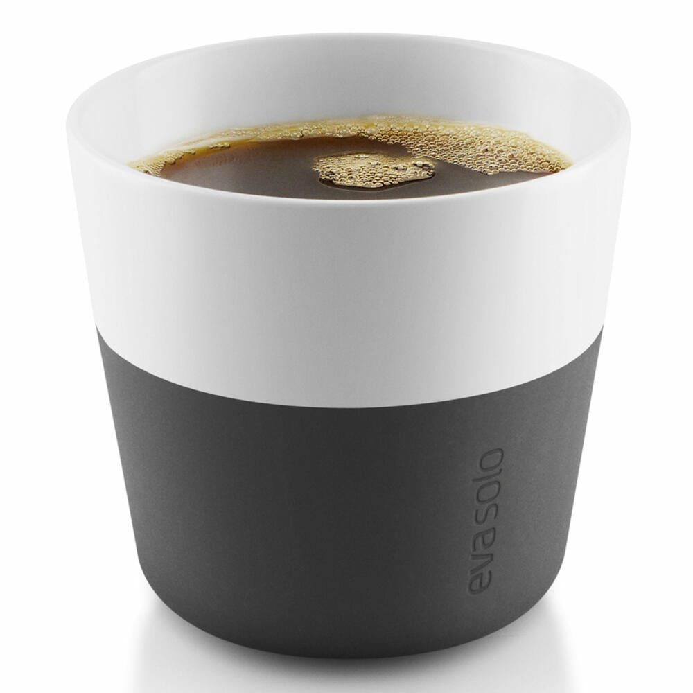 Eva Solo Caffé Lungo-Becher, Mocca, Kaffee, Caffétasse, Porzellan/Silikon, Schwarz, 230 ml, 2er-Set, 501002