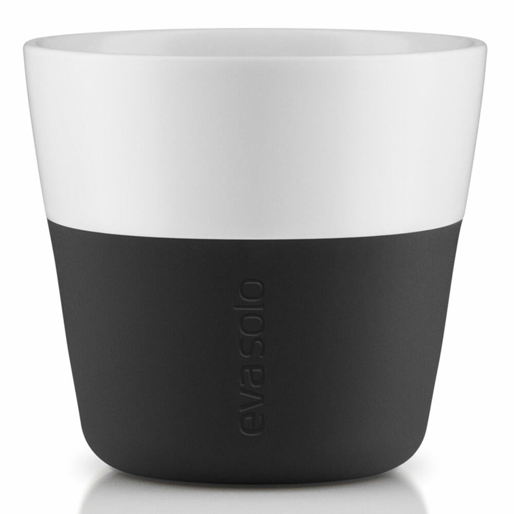 Eva Solo Caffé Lungo-Becher, Mocca, Kaffee, Caffétasse, Porzellan/Silikon, Schwarz, 230 ml, 2er-Set, 501002