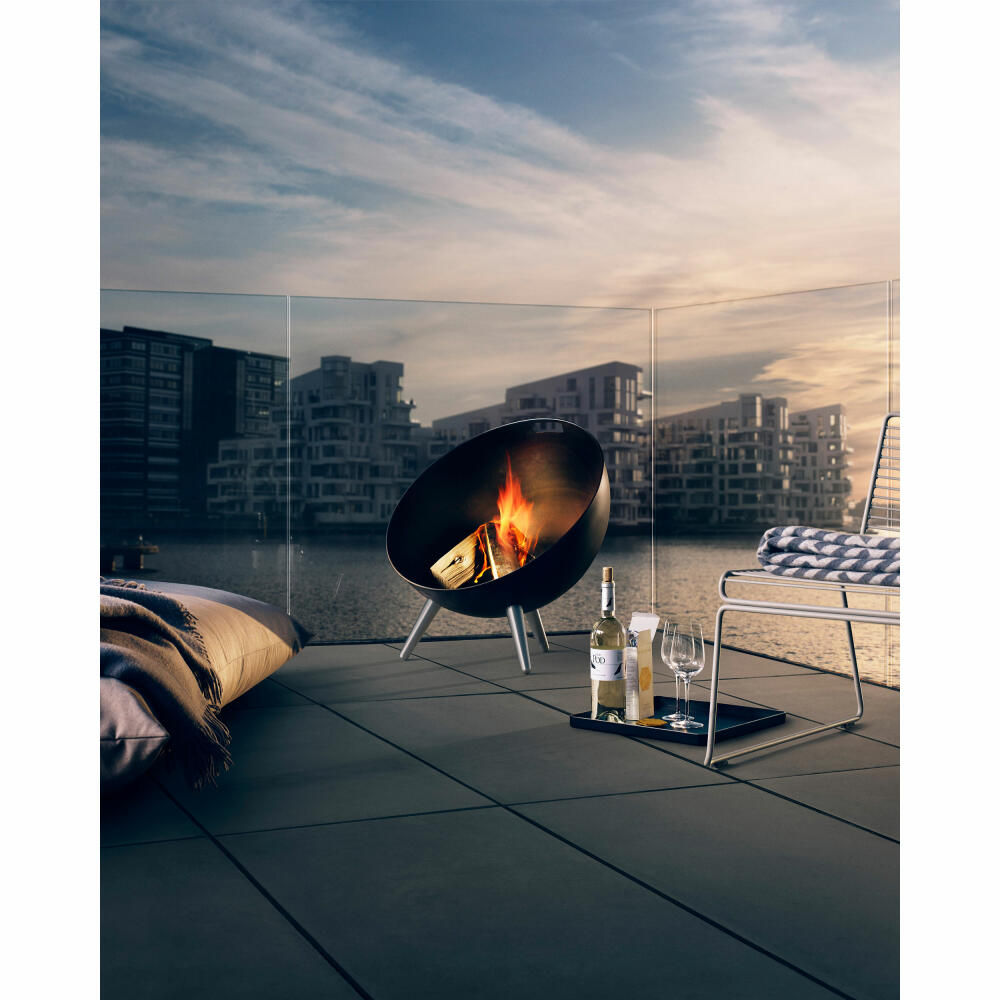 Eva Solo FireGlobe fire bowl, fire basket, fireplace, campfire, garden fire, steel/aluminum, Ø64 cm, black, 571099
