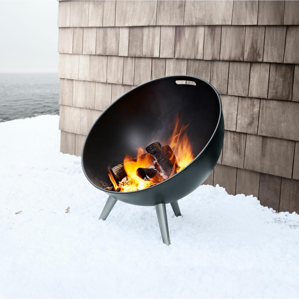 Eva Solo FireGlobe fire bowl, fire basket, fireplace, campfire, garden fire, steel/aluminum, Ø64 cm, black, 571099