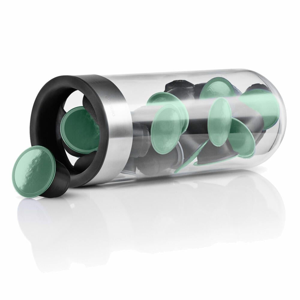 Eva Solo coffee capsule dispenser, capsule holder, capsule, holder, capsule stand, stainless steel/glass/silicone, transparent, Ø 8 cm, 501101