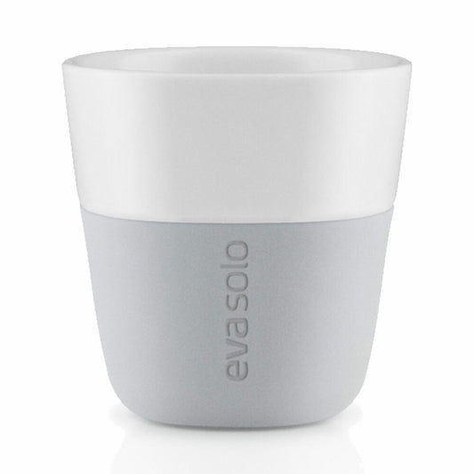 Eva Solo Espresso-Becher, Mocca, Kaffee, Espressotasse, Becher, Porzellan/Silikon, Marmor Grau, 80 ml, 2er Set, 501044