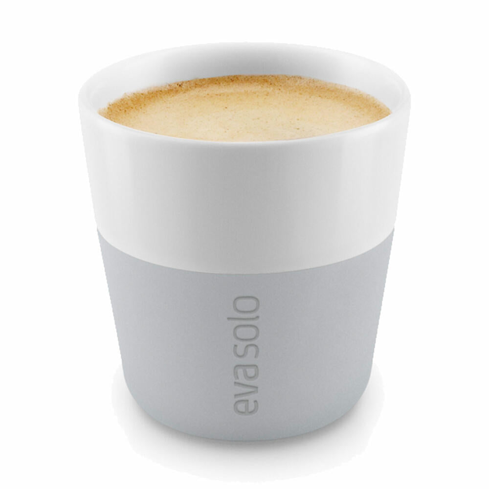 Eva Solo Espresso-Becher, Mocca, Kaffee, Espressotasse, Becher, Porzellan/Silikon, Marmor Grau, 80 ml, 2er Set, 501044