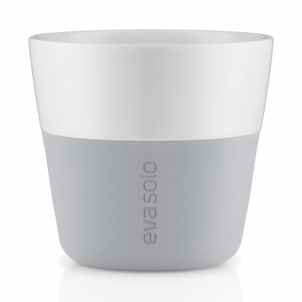Eva Solo Caffé Lungo-Becher, Mocca, Kaffee, Caffétasse, Porzellan/Silikon, Marmor Grau, 230 ml, 2er-Set, 501045