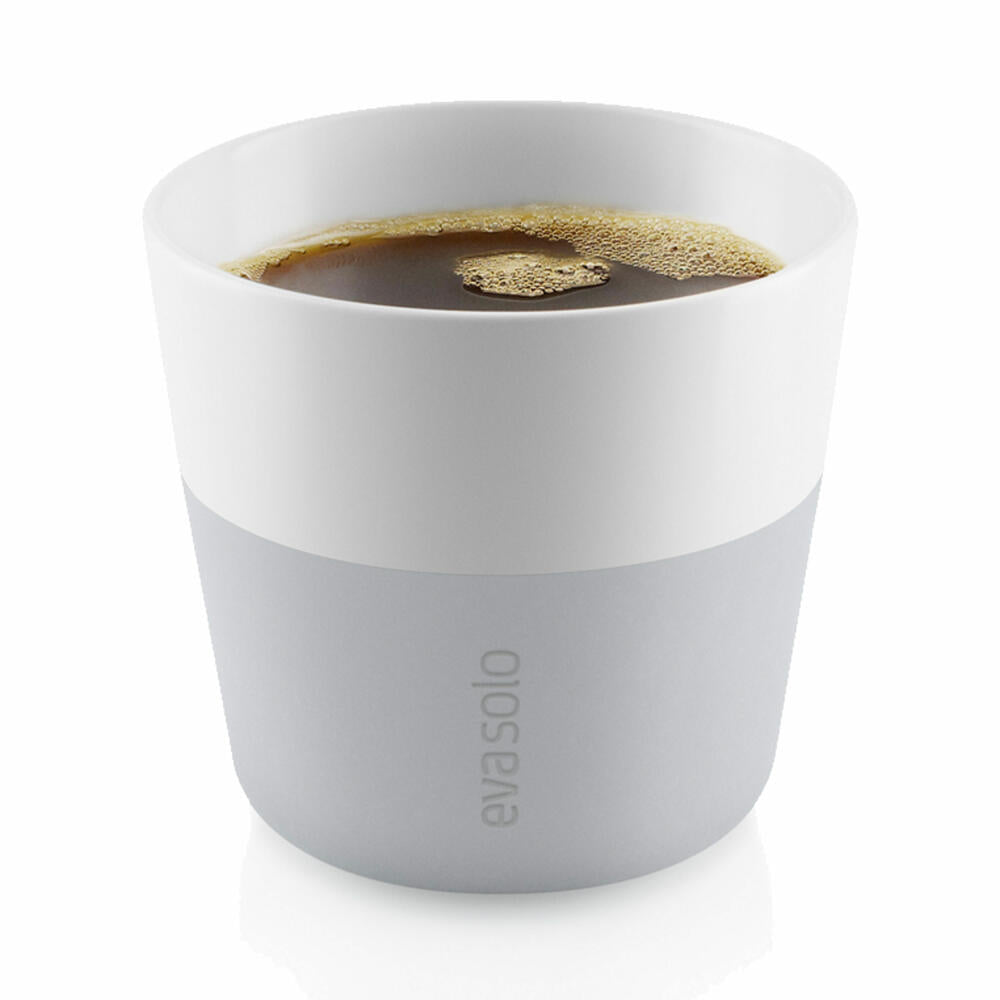 Eva Solo Caffé Lungo-Becher, Mocca, Kaffee, Caffétasse, Porzellan/Silikon, Marmor Grau, 230 ml, 2er-Set, 501045