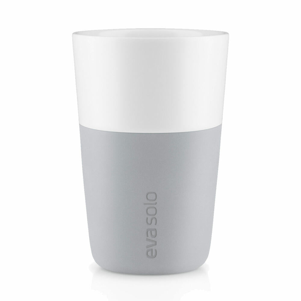 Eva Solo Caffé Latte Mug, Milk Coffee, Coffee, Caffé Cup, Porcelain/Silicone, Marble Grey, 360 ml, Set of 2, 501046