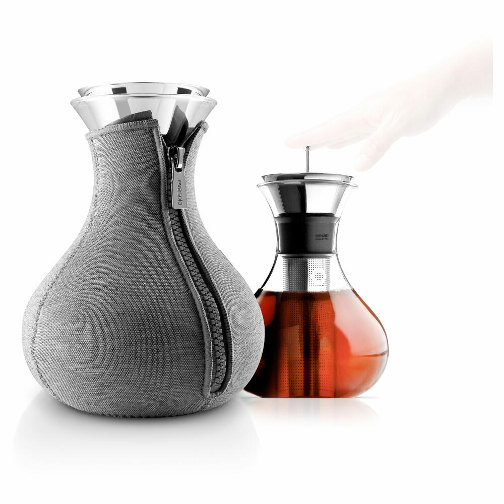 Eva Solo tea maker, teapot, tea, preparation, teapot, enjoyment, glass/ silicone/ stainless steel/ neoprene, dark grey, 1 L, 567487