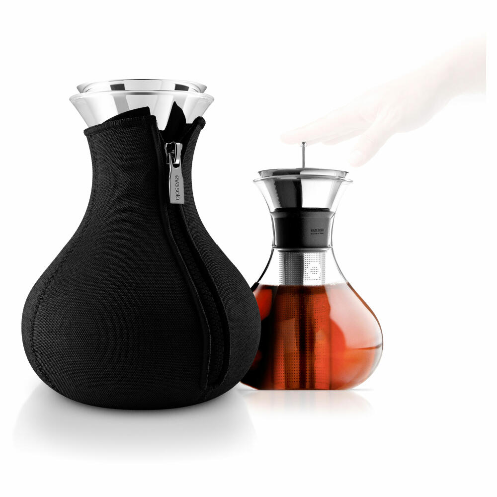 Eva Solo Teezubereiter, Teekanne, Tee, Zubereitung, Teepot, Genießen, Glas/ Silikon/ Edelstahl/ Neopren, Schwarz, 1 L, 567487