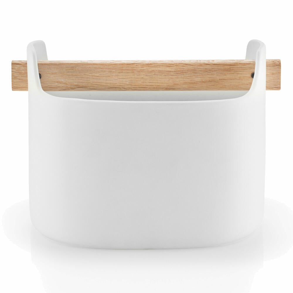 Eva Solo Toolbox, storage container, storage box, coffee can, sugar bowl, oak/ceramic, white, H 15 cm, 530638