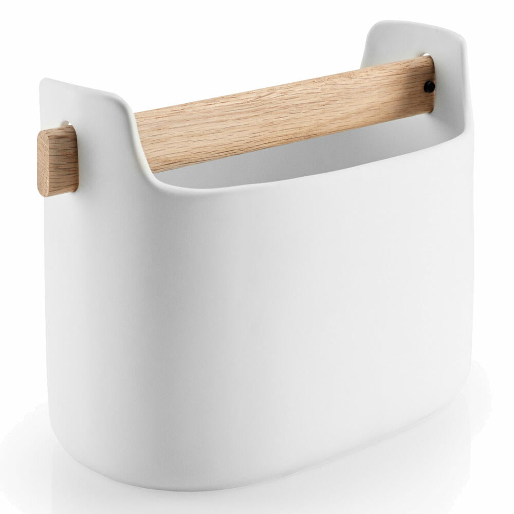 Eva Solo Toolbox, storage container, storage box, coffee can, sugar bowl, oak/ceramic, white, H 15 cm, 530638