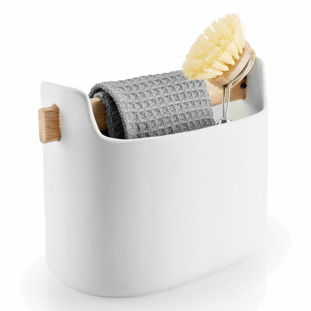 Eva Solo Toolbox, storage container, storage box, coffee can, sugar bowl, oak/ceramic, white, H 15 cm, 530638