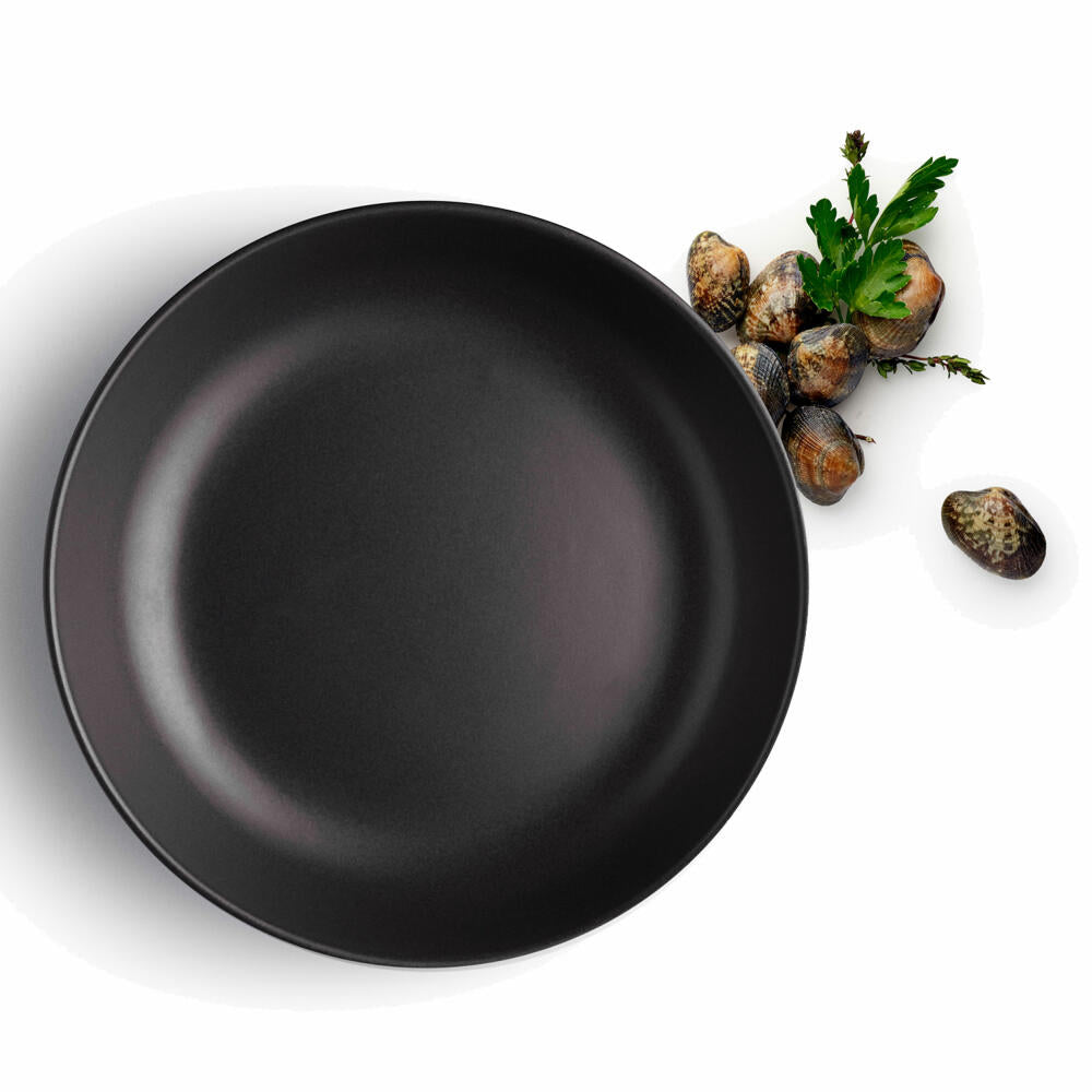 Eva Solo Nordic kitchen Deep Plate, Soup Plate, Pasta, Serving, Kitchen, Porcelain Stoneware, Black, Ø 20 cm, 502792