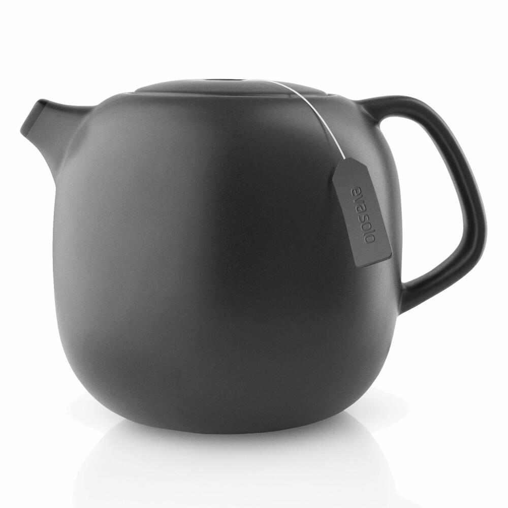 Eva Solo Nordic kitchen teapot, tea maker, pot, enjoy, kitchen, porcelain stoneware/silicone, black, 1 L, 502755
