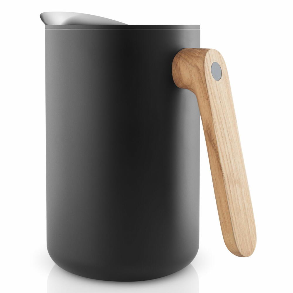 Eva Solo Nordic kitchen insulated jug, thermo jug, teapot, coffee pot, plastic/stainless steel/oak, black, 1 L, 502756