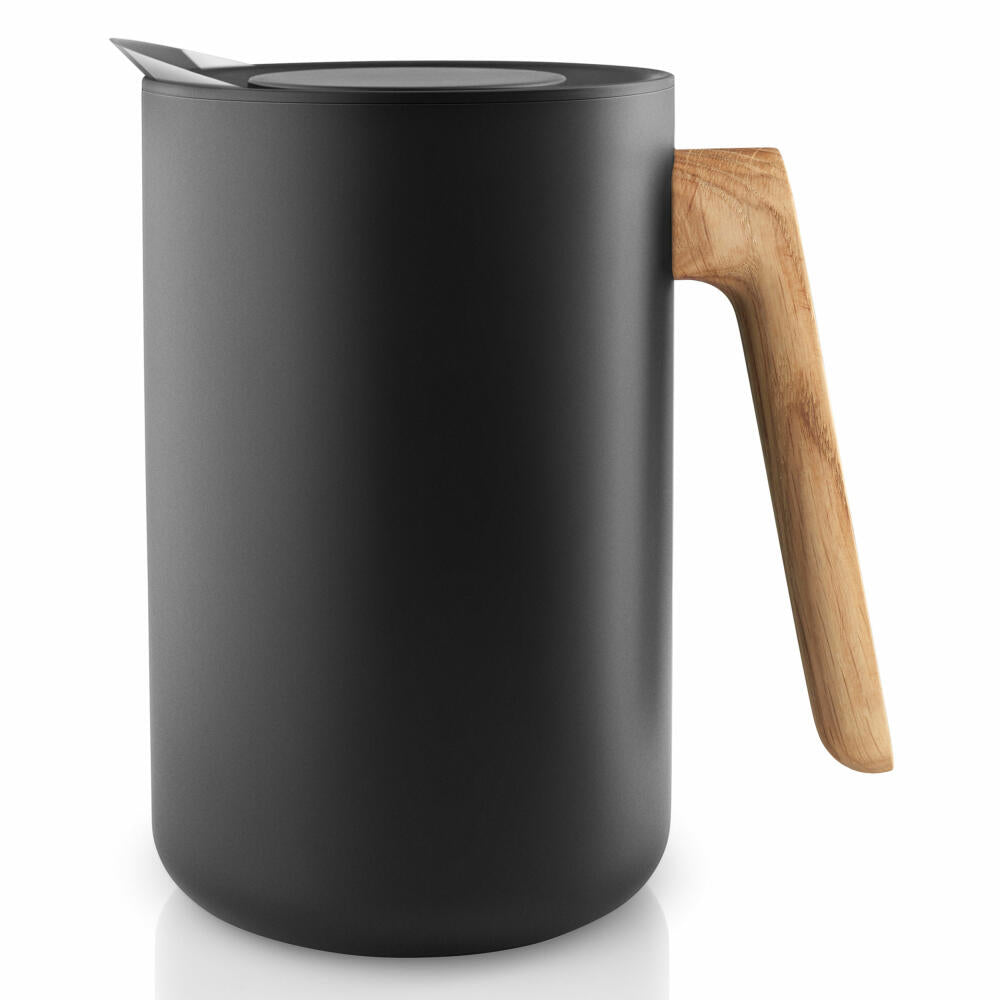 Eva Solo Nordic kitchen insulated jug, thermo jug, teapot, coffee pot, plastic/stainless steel/oak, black, 1 L, 502756