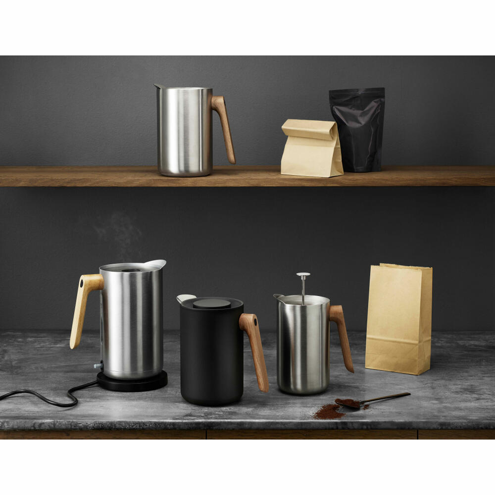 Eva Solo Nordic kitchen insulated jug, thermo jug, teapot, coffee pot, plastic/stainless steel/oak, black, 1 L, 502756