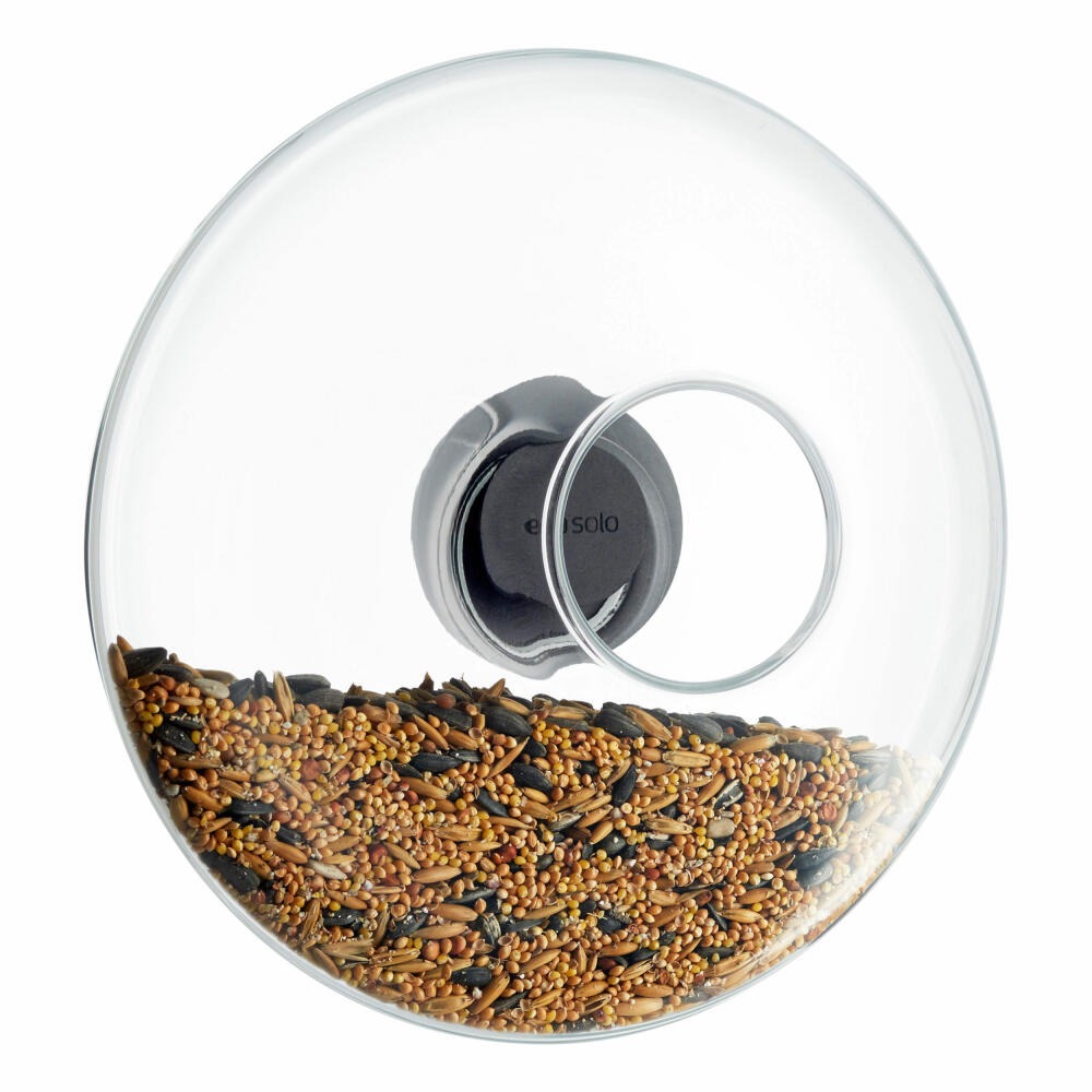 Eva Solo Fenster-Futterkugel, Futterhaus, Futterstation, Vogelfutter, Glas/Gummi/Edelstahl, Transparent, Ø 19.5 cm, 571024