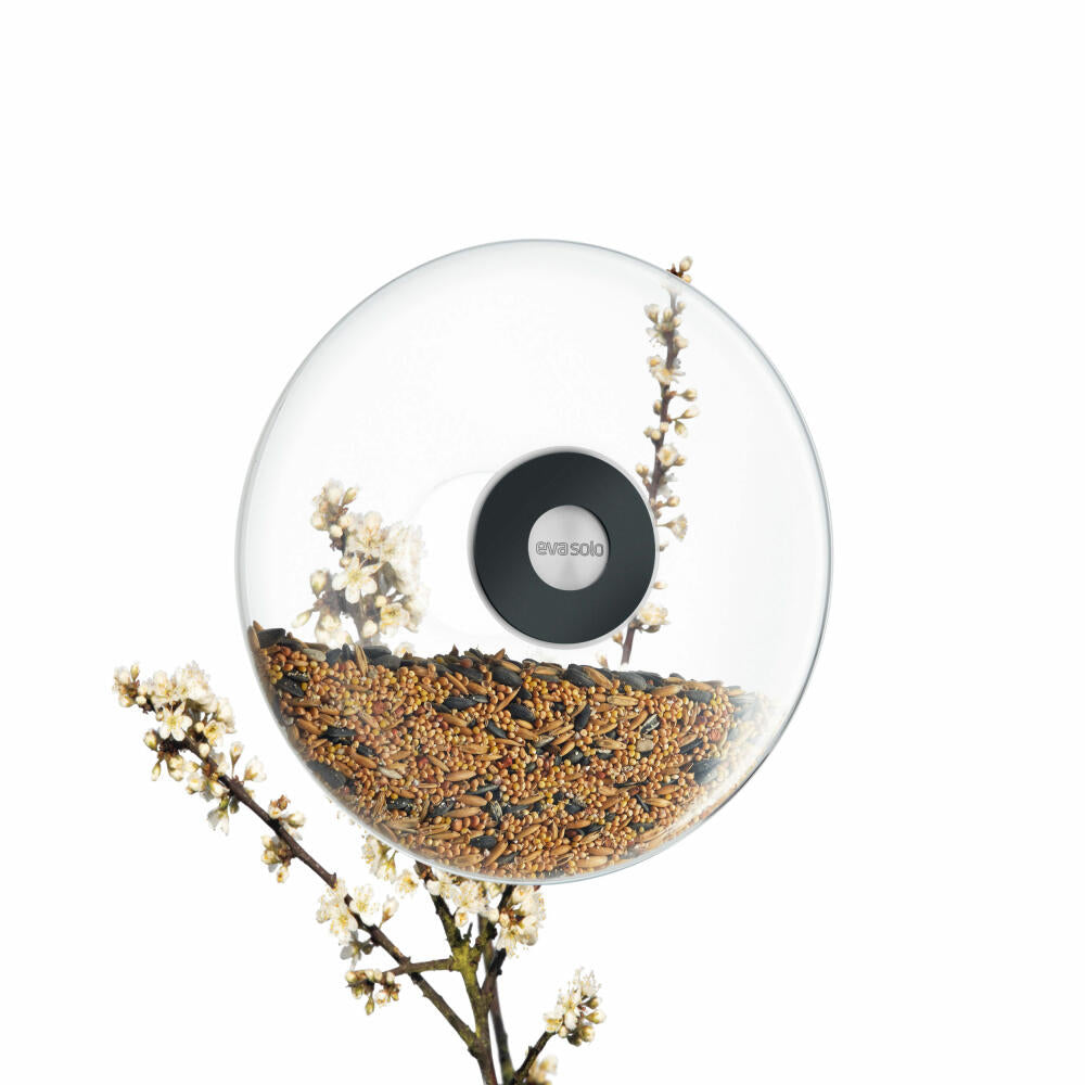 Eva Solo Fenster-Futterkugel, Futterhaus, Futterstation, Vogelfutter, Glas/Gummi/Edelstahl, Transparent, Ø 19.5 cm, 571024