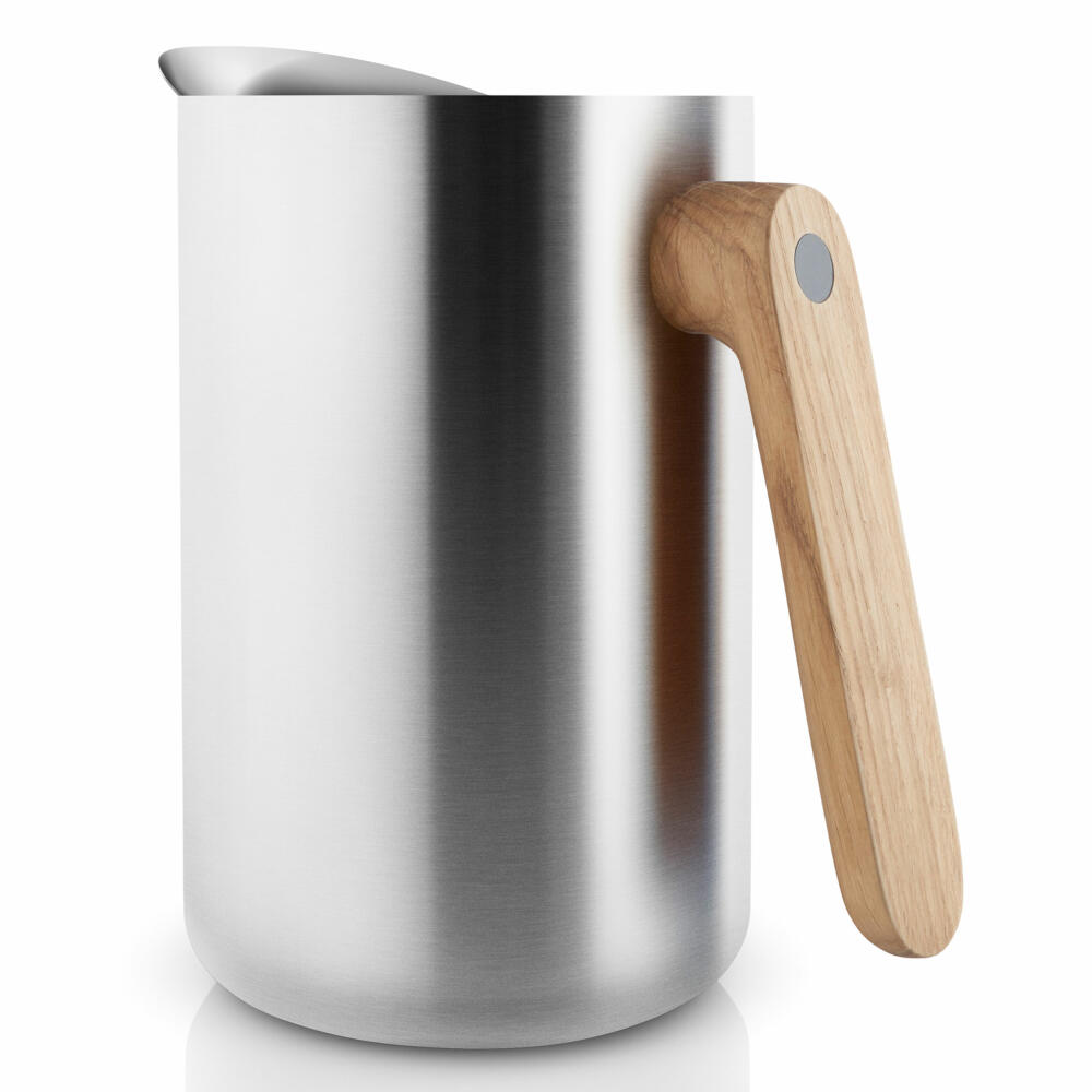 Eva Solo Isolierkanne Nordic kitchen Edelstahl, Thermo-Kanne, Teekanne, Kaffekanne, Edelstahl/ Kunststoff/ Eichenholz, Silber, 1 L, 502757