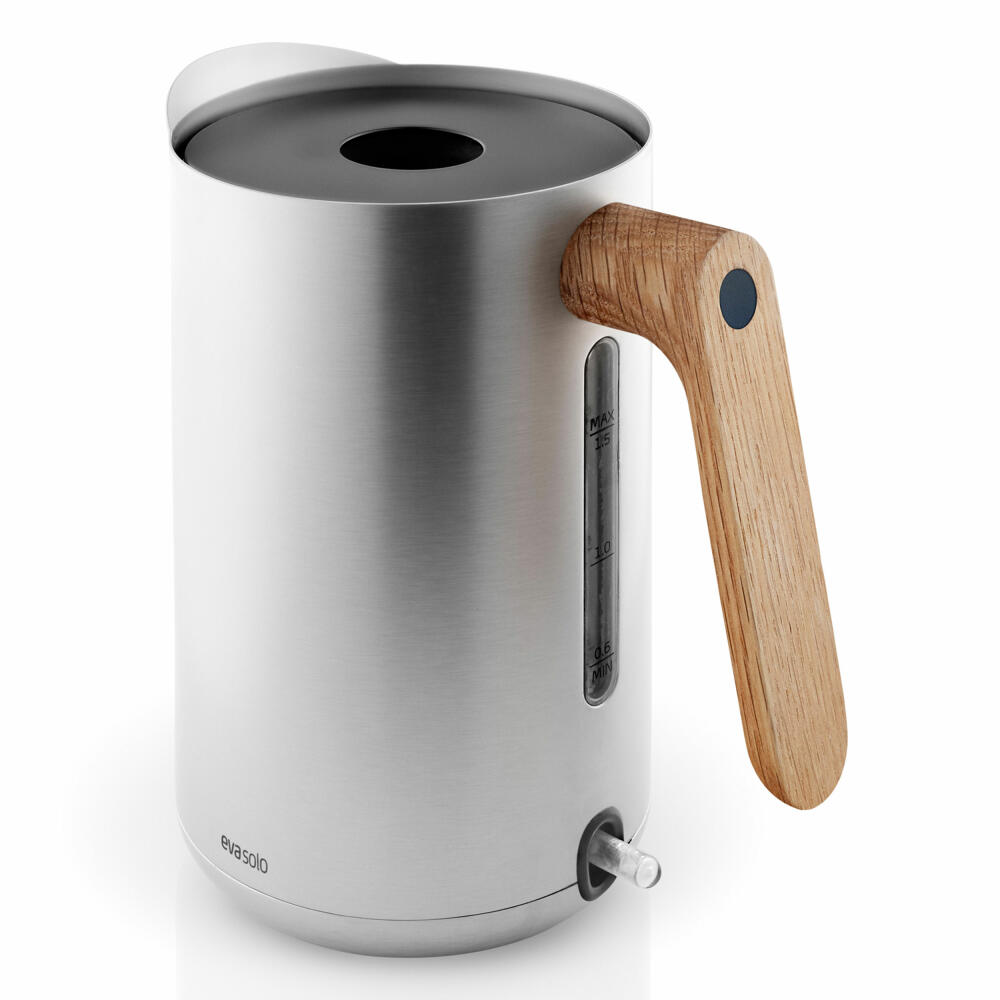 Eva Solo Elektrischer Wasserkocher, Teekocher, Kaffekocher, Küche, Zubehör, Edelstahl/Kunststoff/Eichenholz, Silber, 1.5 L, 502740