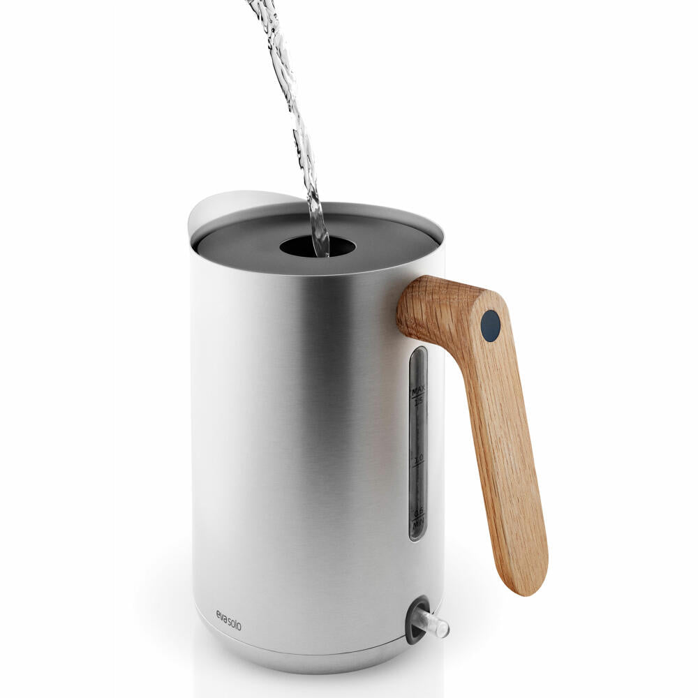 Eva Solo Elektrischer Wasserkocher, Teekocher, Kaffekocher, Küche, Zubehör, Edelstahl/Kunststoff/Eichenholz, Silber, 1.5 L, 502740