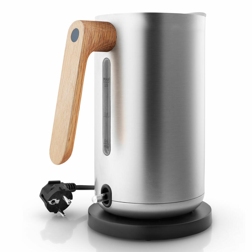 Eva Solo Elektrischer Wasserkocher, Teekocher, Kaffekocher, Küche, Zubehör, Edelstahl/Kunststoff/Eichenholz, Silber, 1.5 L, 502740