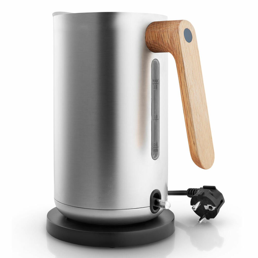 Eva Solo Elektrischer Wasserkocher, Teekocher, Kaffekocher, Küche, Zubehör, Edelstahl/Kunststoff/Eichenholz, Silber, 1.5 L, 502740