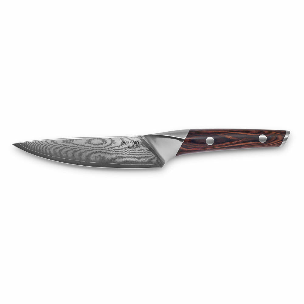 Eva Solo Nordic kitchen vegetable knife, cutting knife, knife, Damascus steel/wood, blade length 13 cm, 515401