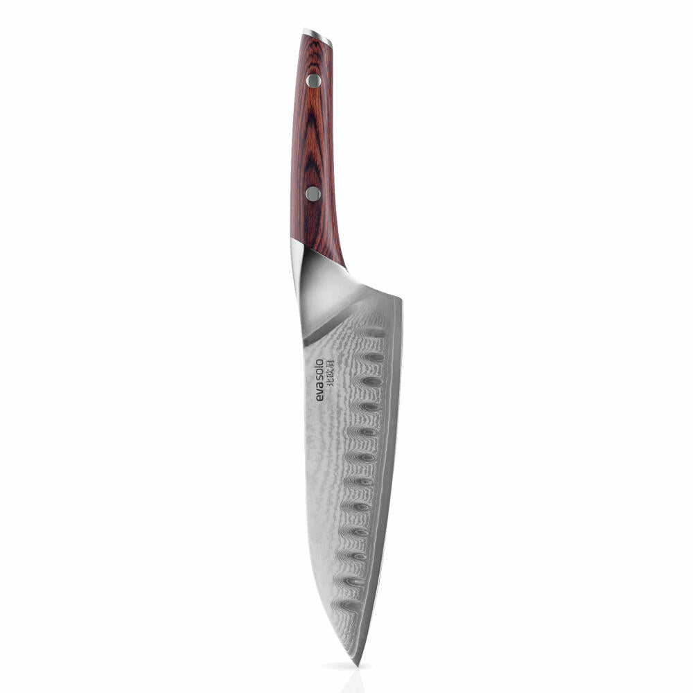 Eva Solo Nordic kitchen Santoku, cutting knife, knife, Damascus steel/wood, blade length 18 cm, 515402