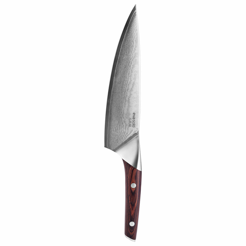Eva Solo Nordic kitchen Küchenmesser, Schneidmesser, Messer, Damaszener Stahl/Holz, Klingenlänge 20 cm, 515403