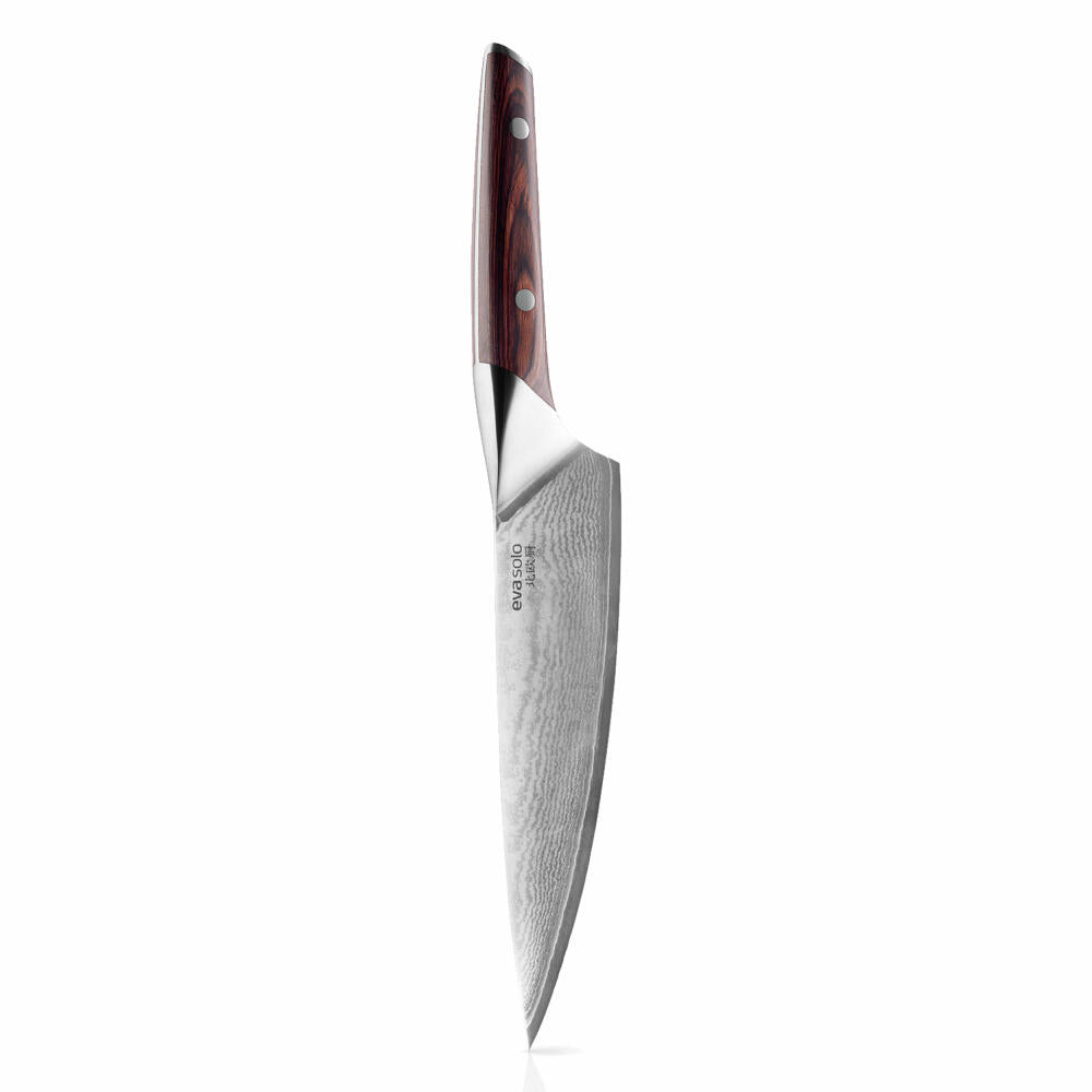 Eva Solo Nordic kitchen Küchenmesser, Schneidmesser, Messer, Damaszener Stahl/Holz, Klingenlänge 20 cm, 515403