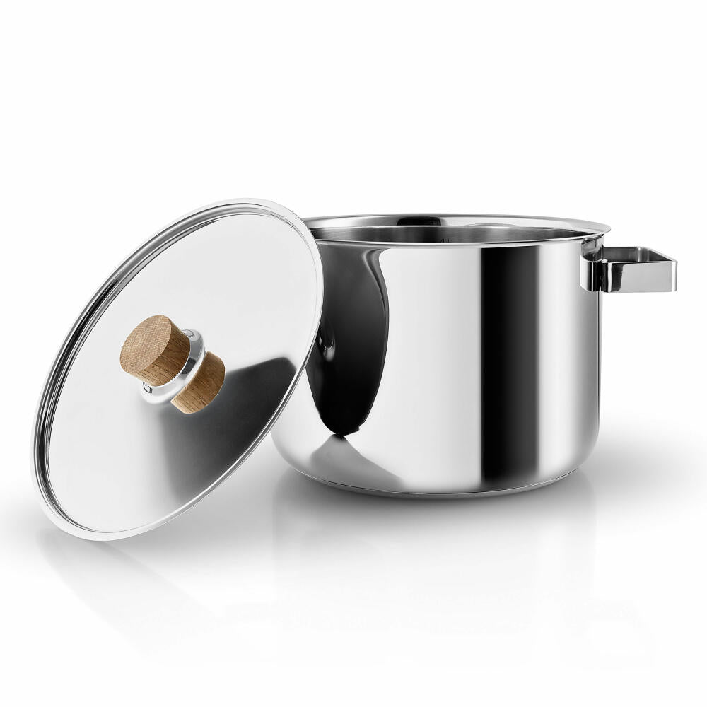 Eva Solo Nordic kitchen pot, cooking pot, universal pot, soup pot, meat pot, cooking, stainless steel, oak, 4 L, 281240